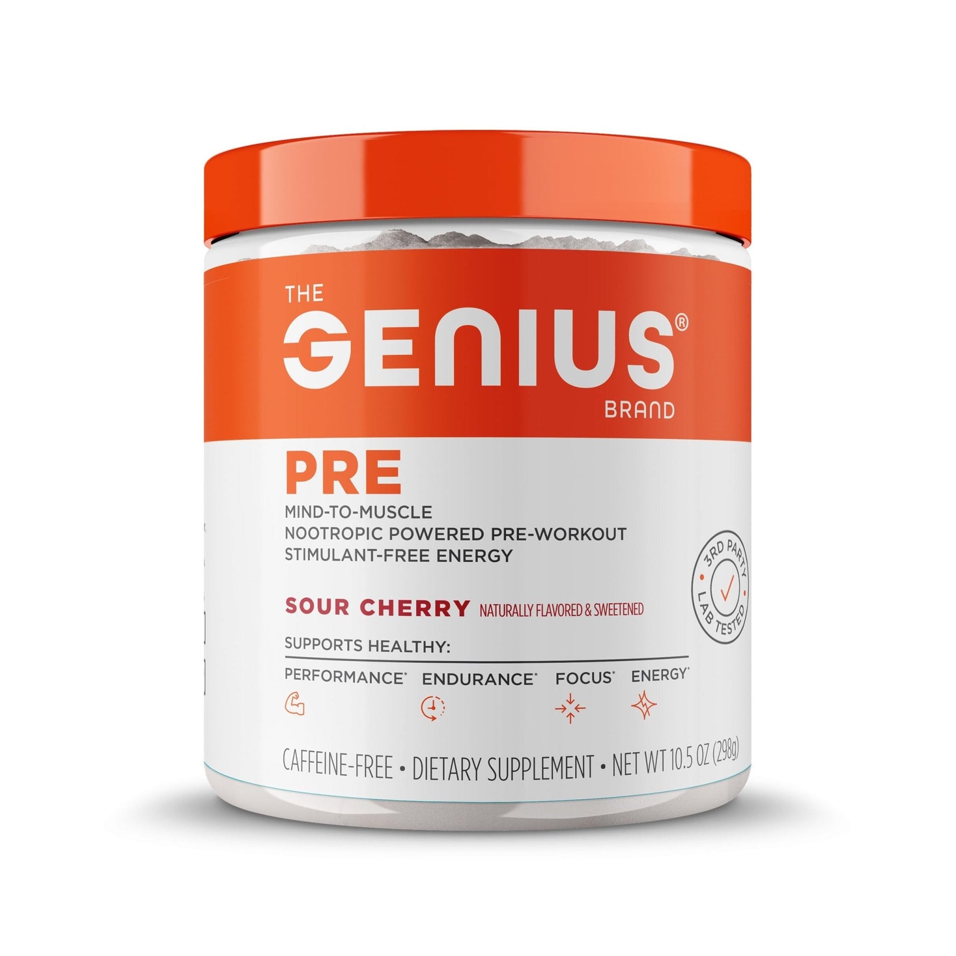 The Genius Brand Genius Pre - Clean Pre-Workout Powder for Energy, Focus & Fitness Support - No Artificial Flavors, Preservatives, or Proprietary Blends - Non-GMO - 20 Servings - Sour Cherry - Maple Wellness Supplements