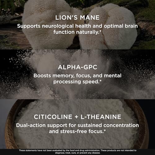 The Genius Brand Mood + Focus Nootropic – 400mg Organic Lion’s Mane, Alpha GPC & Citicoline – Memory & Focus Supplement – 30 Servings - Maple Wellness Supplements
