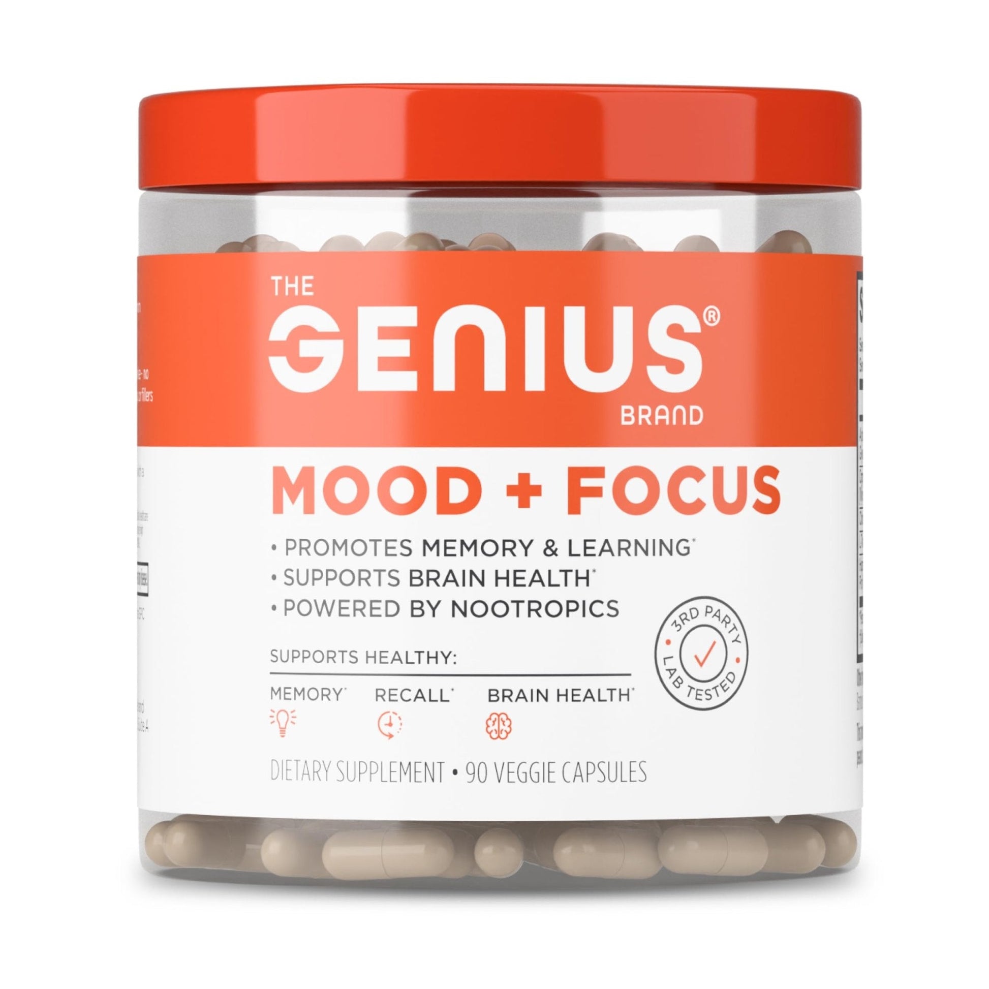 The Genius Brand Mood + Focus Nootropic – 400mg Organic Lion’s Mane, Alpha GPC & Citicoline – Memory & Focus Supplement – 30 Servings - Maple Wellness Supplements