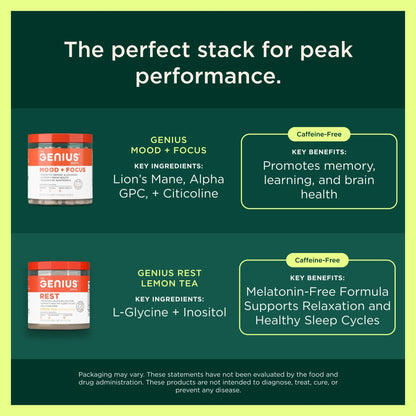 The Genius Brand Rise + Shine Nootropic – Cordyceps & Rhodiola Rosea – Caffeine-Free Energy & Mood Support – Focus, Clarity & Emotional Balance – 30 Servings - Maple Wellness Supplements