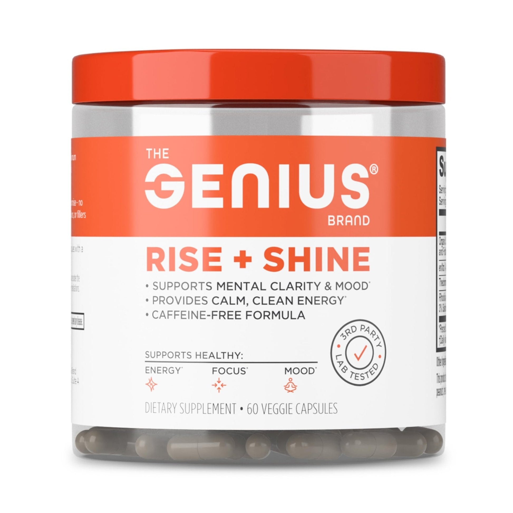 The Genius Brand Rise + Shine Nootropic – Cordyceps & Rhodiola Rosea – Caffeine-Free Energy & Mood Support – Focus, Clarity & Emotional Balance – 30 Servings - Maple Wellness Supplements