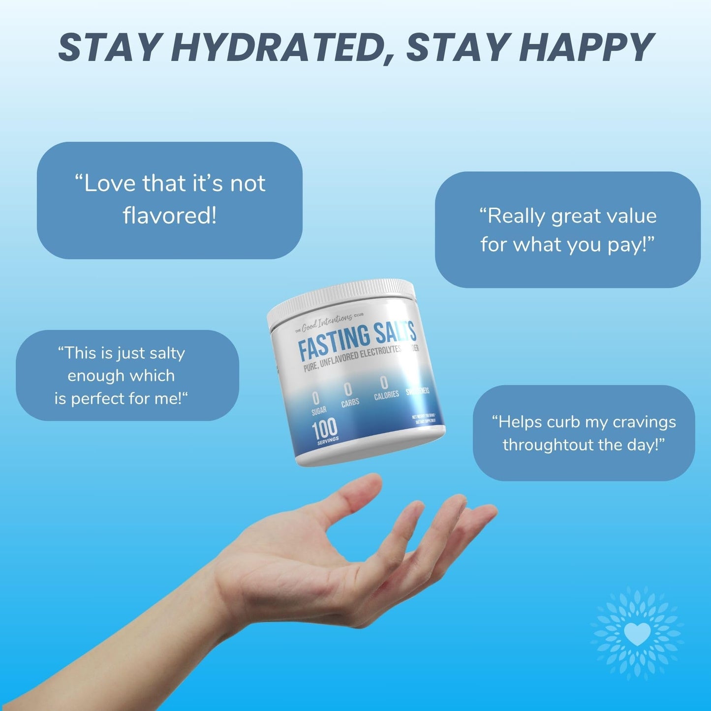 The Good Intentions Club Fasting Electrolytes - Unflavored Electrolyte Powder - 100 Servings - Fasting Salts - Fasting Supplement - Electrolytes for Fasting - Maple Wellness Supplements