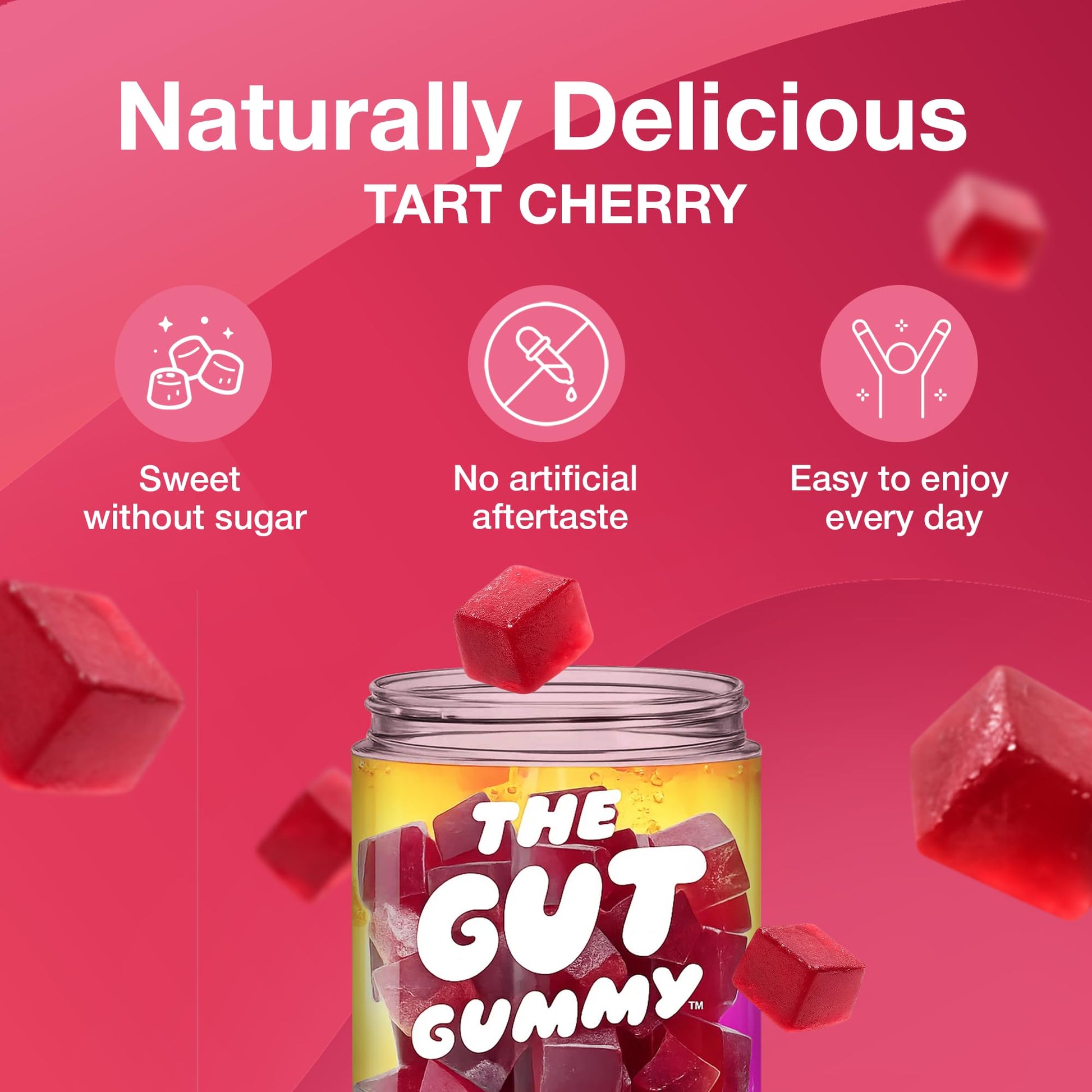 The Gut Gummy, 360° Daily Gut Reset, Full-Spectrum Tribiotic for Women & Men, Prebiotics Probiotics Postbiotics for Bloating, Belly Fat, Skin & Immune Support, Sugar Free Tart Cherry Gummies, 60 Count - Maple Wellness Supplements