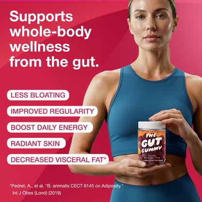 The Gut Gummy, 360° Daily Gut Reset, Full-Spectrum Tribiotic for Women & Men, Prebiotics Probiotics Postbiotics for Bloating, Belly Fat, Skin & Immune Support, Sugar Free Tart Cherry Gummies, 60 Count - Maple Wellness Supplements