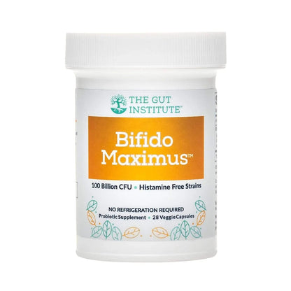 The Gut Institute Bifido Maximus Ultra High Potency Probiotics for Women and Men - Bifidobacterium longum 100 Billion CFUs - 28 ct - 7 Strains - No Histamines - No Refrigeration Needed - Made in USA - Maple Wellness Supplements