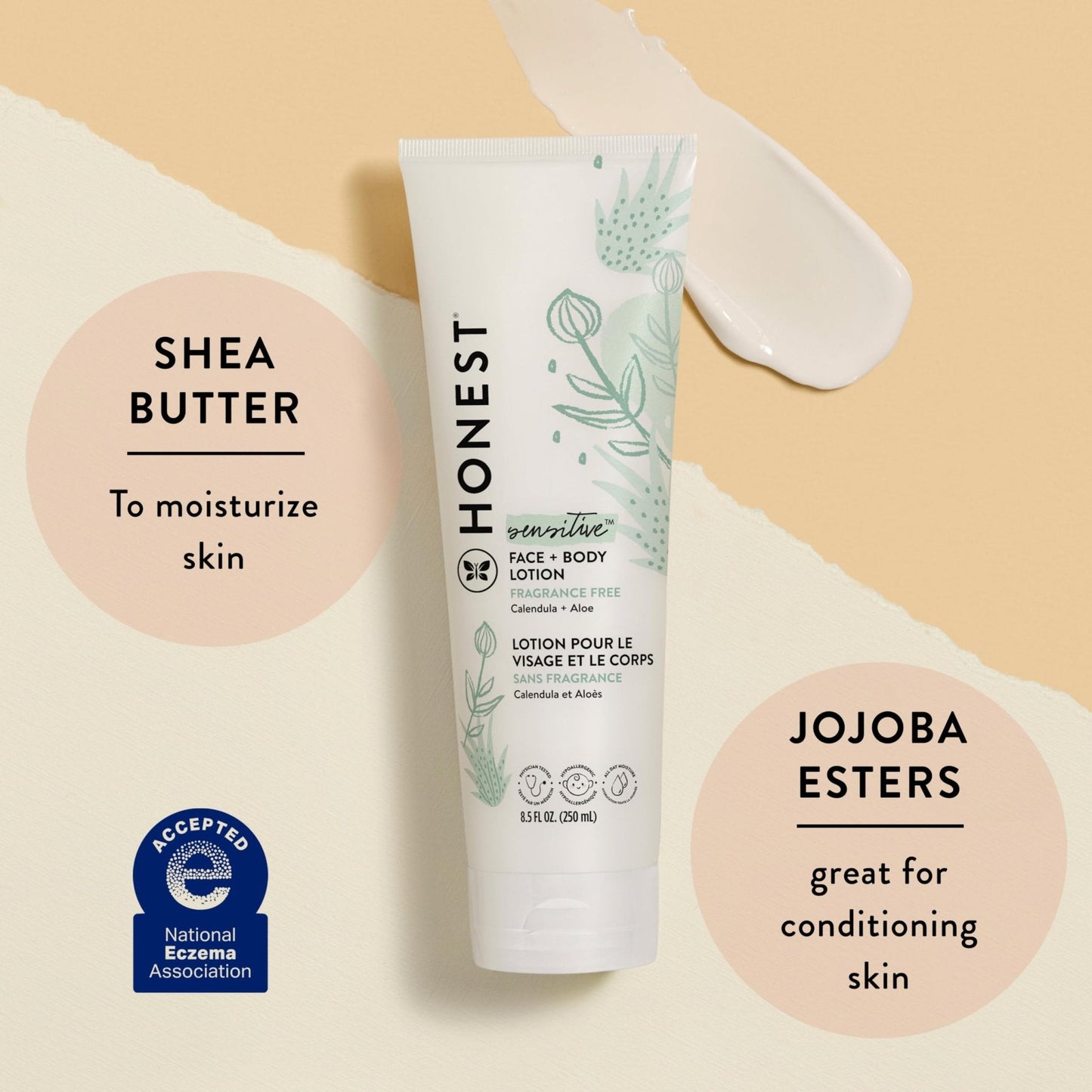 The Honest Company Hydrating Face and Body Lotion, Fast Absorbing, Naturally Derived, Hypoallergenic, Fragrance-Free, Sensitive, 8.5 fl oz - Maple Wellness Supplements