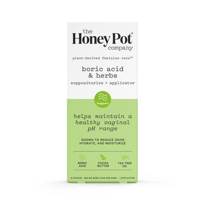 The Honey Pot Company 7 Day Boric Acid & Herbs Suppositories - Maintains and Balances Healthy Vaginal pH, Manages Odor, Hydrates, & Moisturizes - Gynecologist Tested - Maple Wellness Supplements