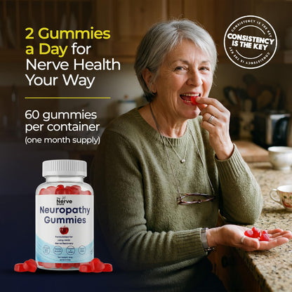 The Nerve Brand Neuropathy Support Gummies, 600 mg R Alpha Lipoic Acid Gummies with B1 B6 B12 and Lion’s Mane, Sugar Free Daily Nerve Health Supplement, 30 Day Supply - Maple Wellness Supplements