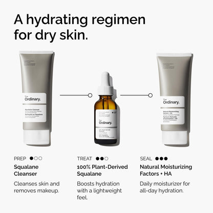 The Ordinary 100% Plant-Derived Squalane, for Skin and Hair, Lightweight Hydration, and Moisture Barrier Support, 1 Fl Oz - Maple Wellness Supplements