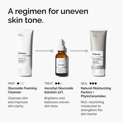 The Ordinary Ascorbyl Glucoside Solution 12%, Vitamin C Serum for Even Skin Tone and Antioxidant Protection, 1 Fl Oz - Maple Wellness Supplements
