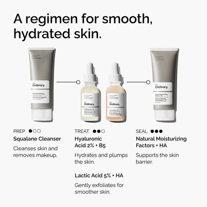 The Ordinary Lactic Acid 5% + Hyaluronic Acid 2%, Gentle Exfoliating Serum for Smoother Skin, 1 Fl Oz - Maple Wellness Supplements