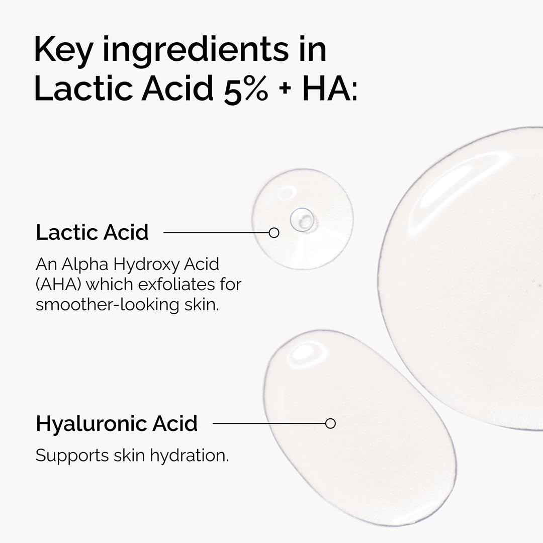 The Ordinary Lactic Acid 5% + Hyaluronic Acid 2%, Gentle Exfoliating Serum for Smoother Skin, 1 Fl Oz - Maple Wellness Supplements