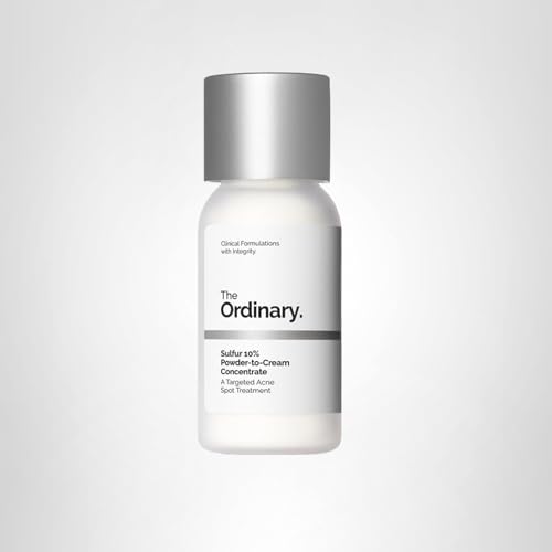 The Ordinary Sulfur 10% Powder-to-Cream Acne Spot Treatment Concentrate, Reduces Pimple Size and Zit Redness, 0.18 Oz - Maple Wellness Supplements