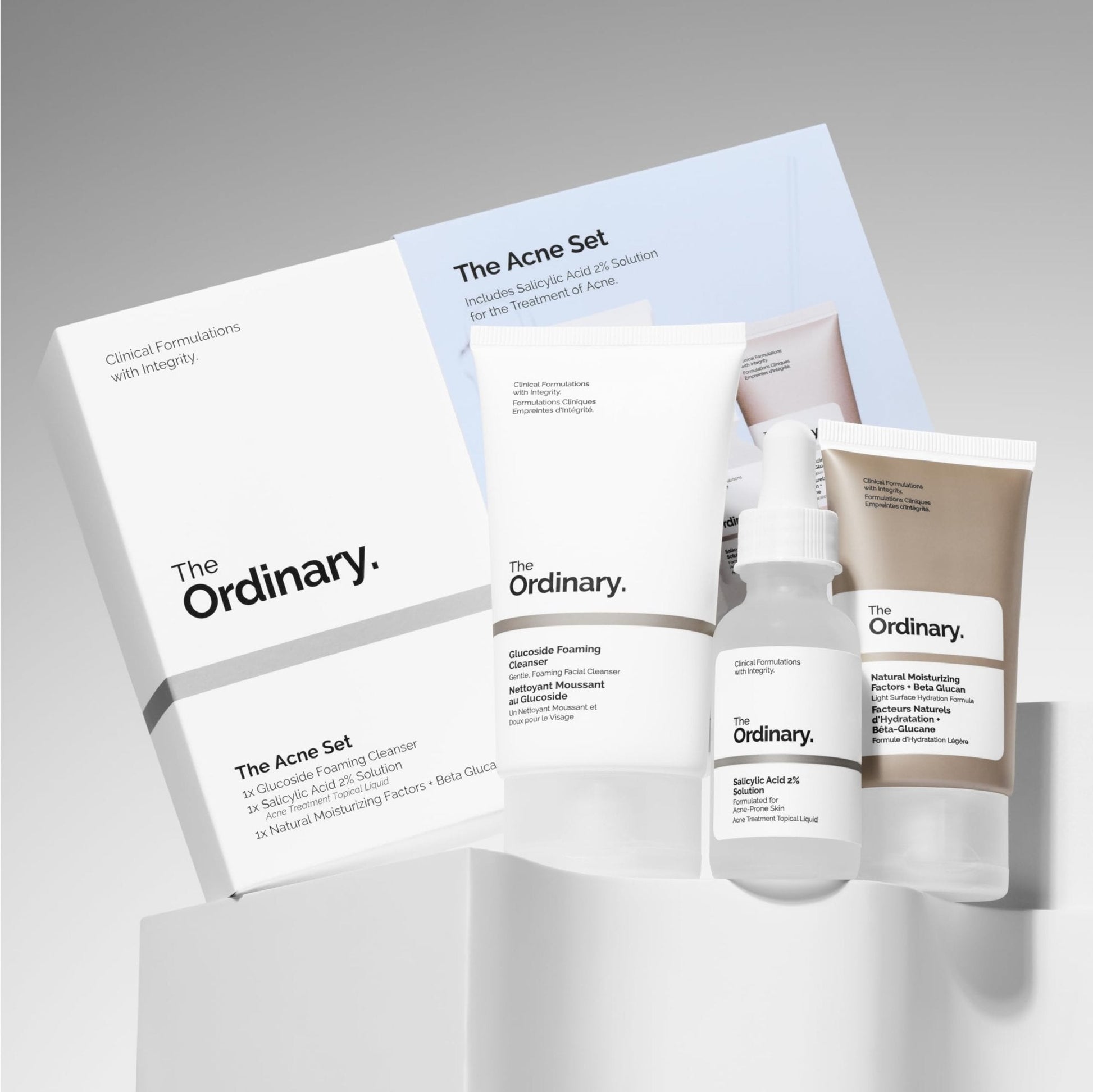 The Ordinary The Acne Set, 3-Step Skin Regimen with Glucoside Foaming Cleanser, Salicylic Acid 2% Solution - Maple Wellness Supplements