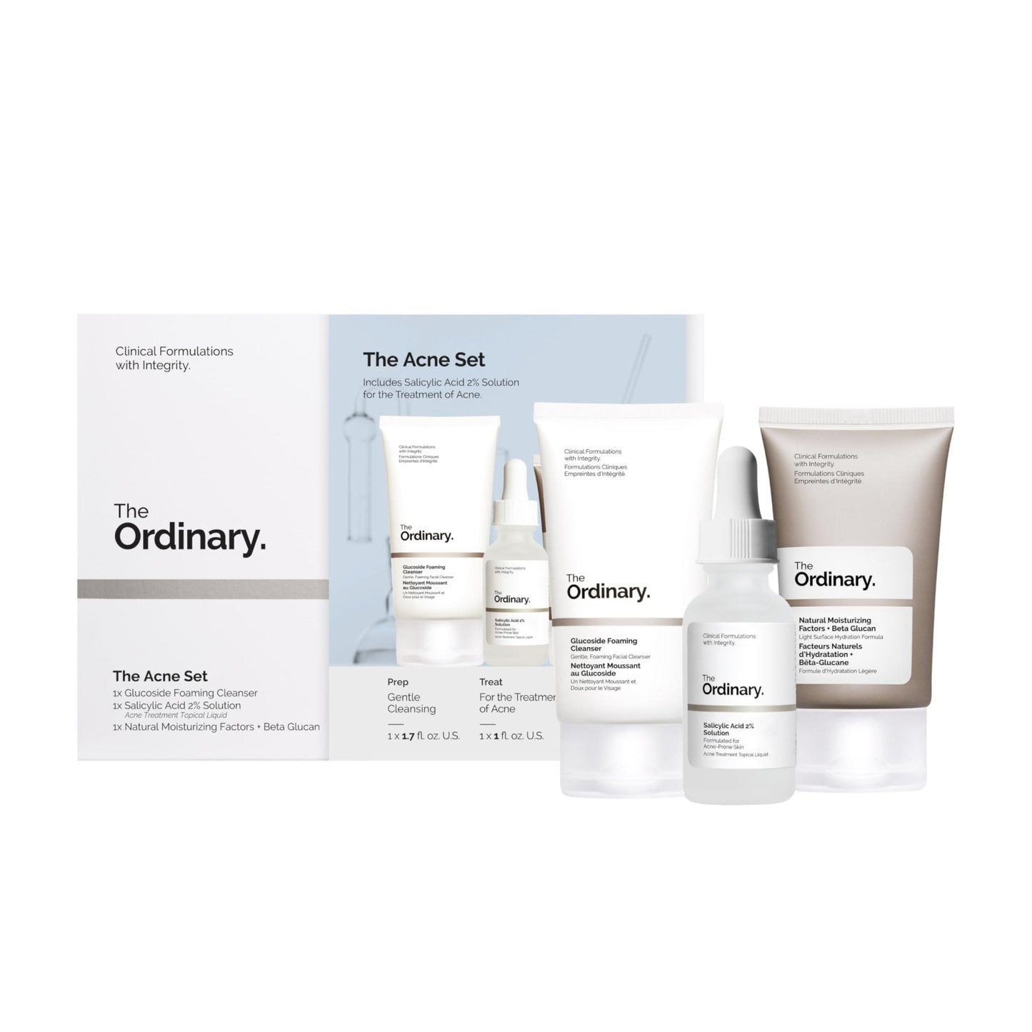 The Ordinary The Acne Set, 3-Step Skin Regimen with Glucoside Foaming Cleanser, Salicylic Acid 2% Solution - Maple Wellness Supplements