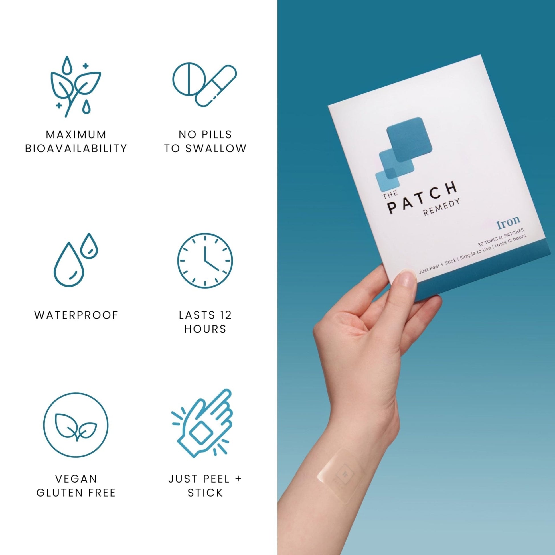 The Patch Remedy Period Patch & Iron Patches Kit - 30 PMS Menstrual Patches for Women with Vitex Chasteberry, Magnesium, Evening Primrose Oil, Dong Quai Extract, Curcumin, Vitamin B6 & E, Iron - Maple Wellness Supplements