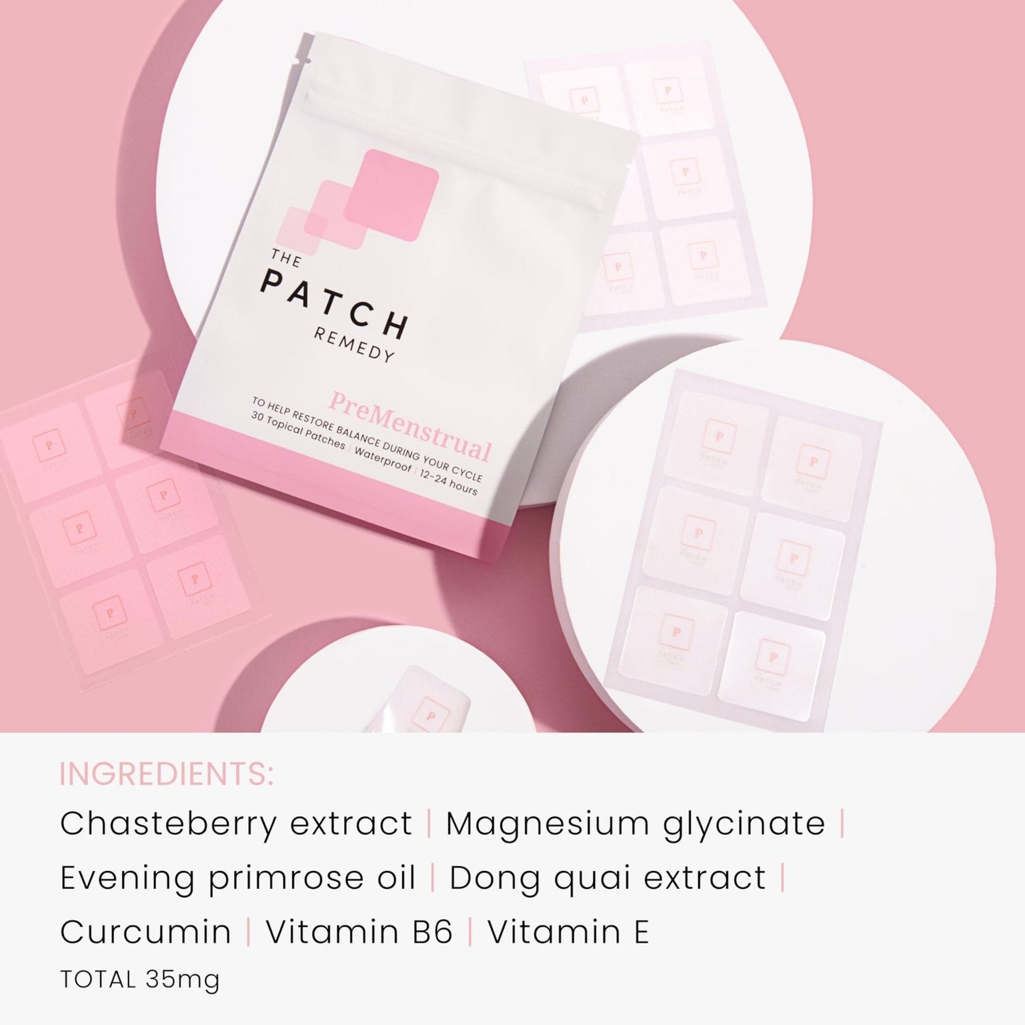 The Patch Remedy Period Patch & Iron Patches Kit - 30 PMS Menstrual Patches for Women with Vitex Chasteberry, Magnesium, Evening Primrose Oil, Dong Quai Extract, Curcumin, Vitamin B6 & E, Iron - Maple Wellness Supplements