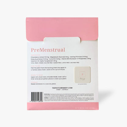 The Patch Remedy Pre Menstrual Patch | Chasteberry, Magnesium, Evening Primrose, Dong Quai, B6 & Vitamin E | 30 Patches - Maple Wellness Supplements
