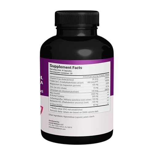 The Pink Bloom Myo & D-Chiro Inositol 40:1 Ratio – 120 Capsules | Myo Inositol Supplement for Women with Vitamin D, Ashwagandha, Folate & Zinc | Supplement for Hormone Balance & Ovarian Health - Maple Wellness Supplements