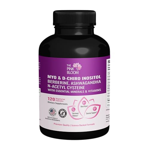 The Pink Bloom Myo & D-Chiro Inositol 40:1 Ratio – 120 Capsules | Myo Inositol Supplement for Women with Vitamin D, Ashwagandha, Folate & Zinc | Supplement for Hormone Balance & Ovarian Health - Maple Wellness Supplements