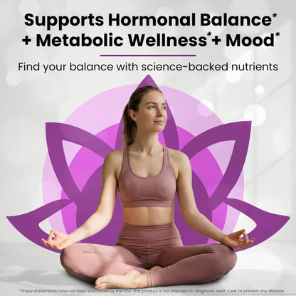 The Pink Bloom Myo & D-Chiro Inositol 40:1 Ratio – 120 Capsules | Myo Inositol Supplement for Women with Vitamin D, Ashwagandha, Folate & Zinc | Supplement for Hormone Balance & Ovarian Health - Maple Wellness Supplements