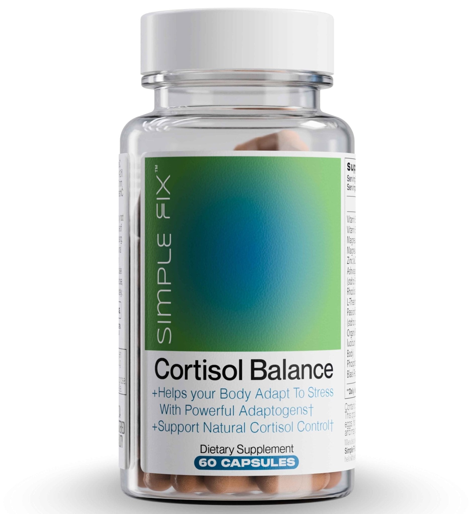 The Simple Fix Cortisol Balance Supplement – Supports Stress, Focus & Daily Energy – with Ashwagandha, Rhodiola Rosea, L-Theanine, Magnesium, Zinc & B6 – Adaptogen Formula – Vegan Capsules - Maple Wellness Supplements