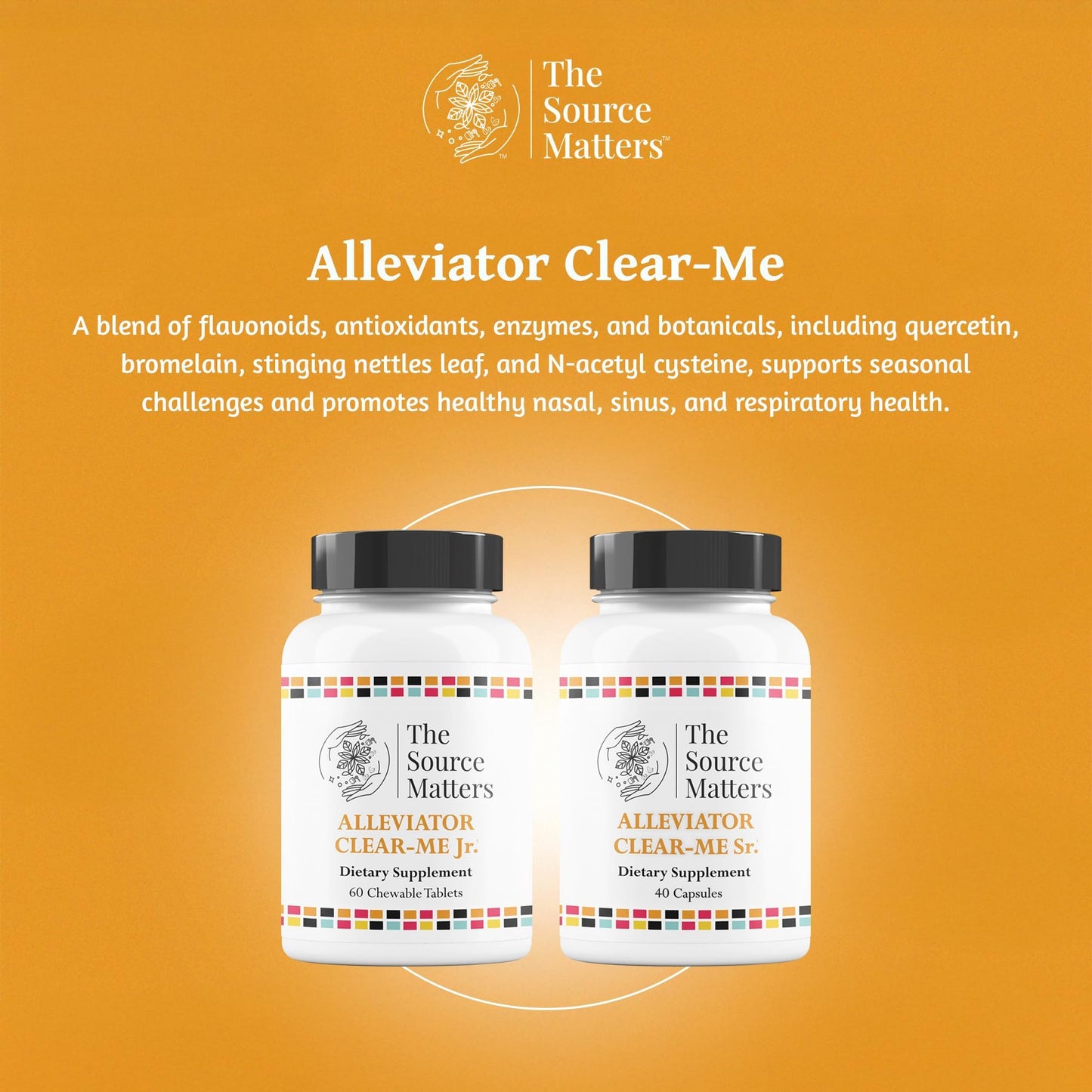 The Source Matters Alleviator Clear-ME SR Seasonal Allergy Relief and Immune Support | Quercetin, Bromelain, Stinging Nettles, NAC, and Vitamin C (40 Capsules) - Maple Wellness Supplements