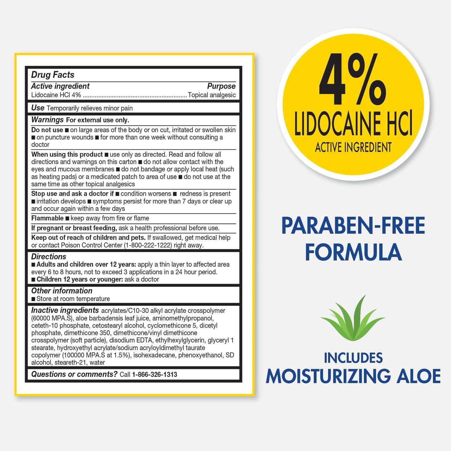 TheraCare 4% Lidocaine Roll-On | OTC Strength | Pain Relief Liquid | 2.5 oz. 73 mL | Non-Greasy, Unscented Formula | Topical Anesthetic - Maple Wellness Supplements