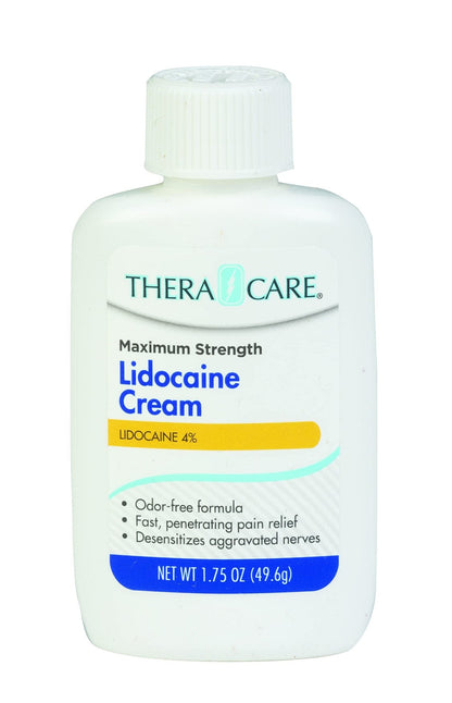 TheraCare Maximum Strength OTC Lidocaine Cream | Numbs Away Pain | Long-Lasting Relief | Non-Greasy | 1.75 Oz - Maple Wellness Supplements