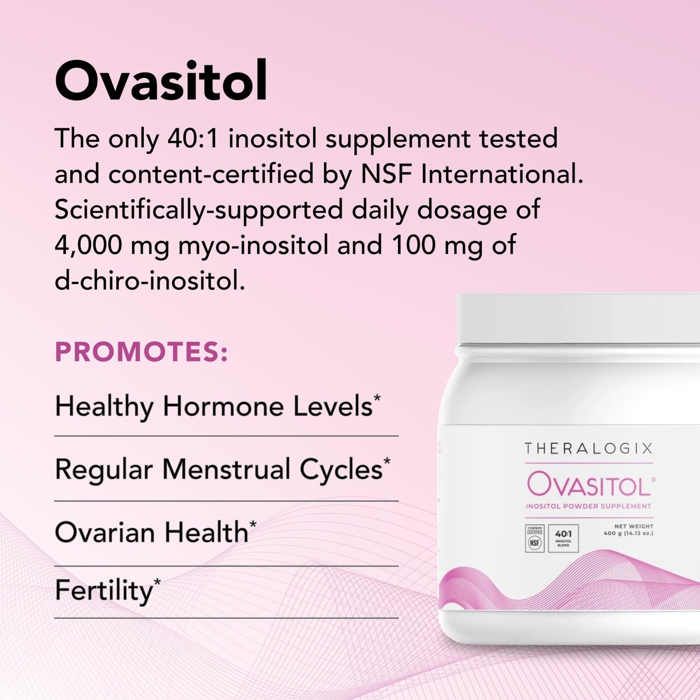 Theralogix Ovasitol Inositol Powder - 60 Servings - Myo-Inositol & D-Chiro Inositol - Maple Wellness Supplements