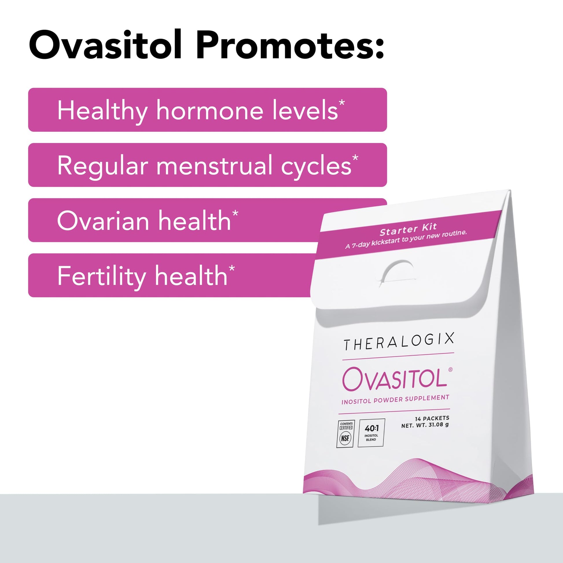 Theralogix Ovasitol Inositol Powder – 7-Day Starter Kit | Premium Inositol Supplement for Women | 40:1 Ratio Myo & D-Chiro Inositol - Maple Wellness Supplements