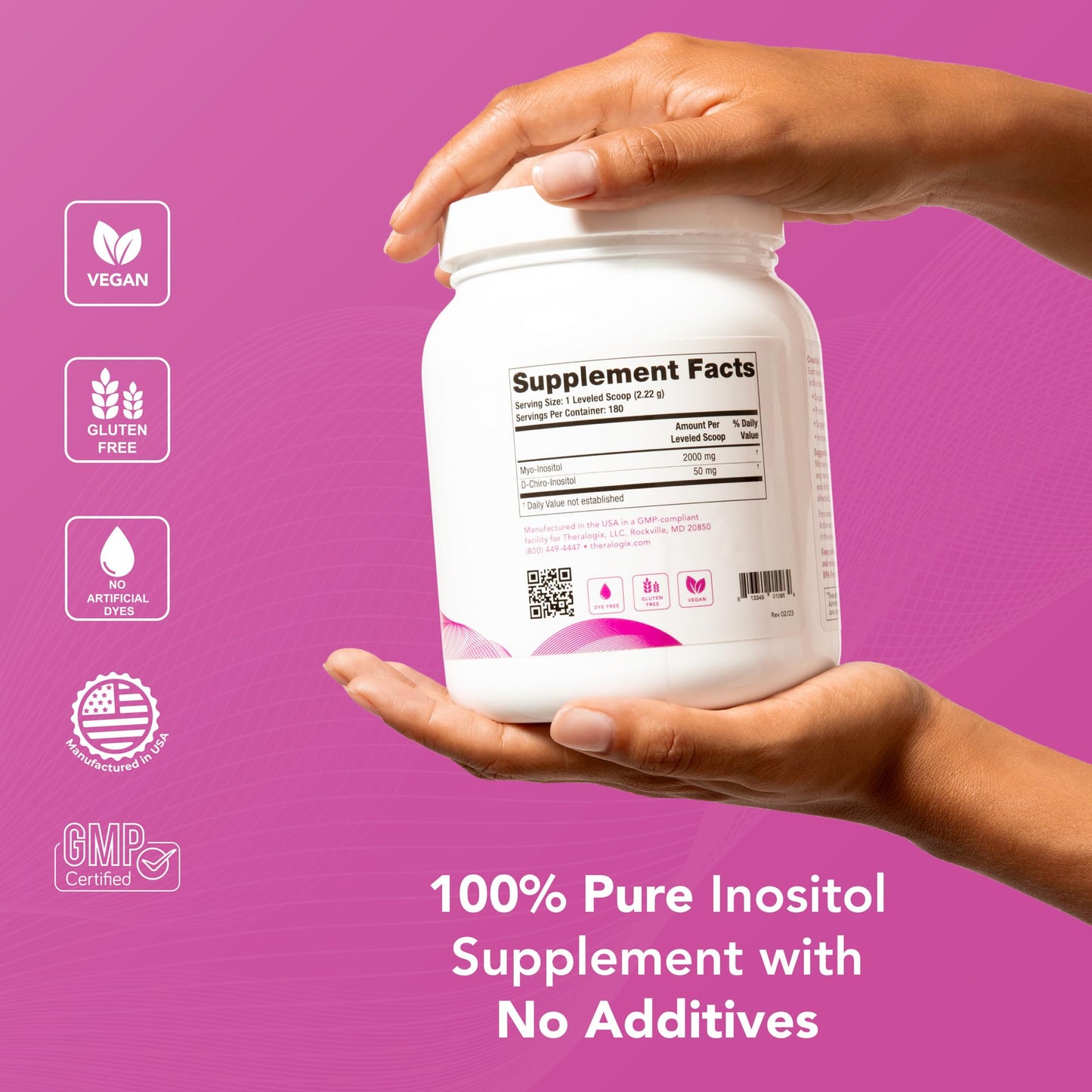 Theralogix Ovasitol Inositol Powder - 90-Day Supply - Myo-Inositol & D-Chiro Inositol for Hormone Balance & Ovarian Function Support - NSF Certified - 400 g (180 Servings) - Maple Wellness Supplements