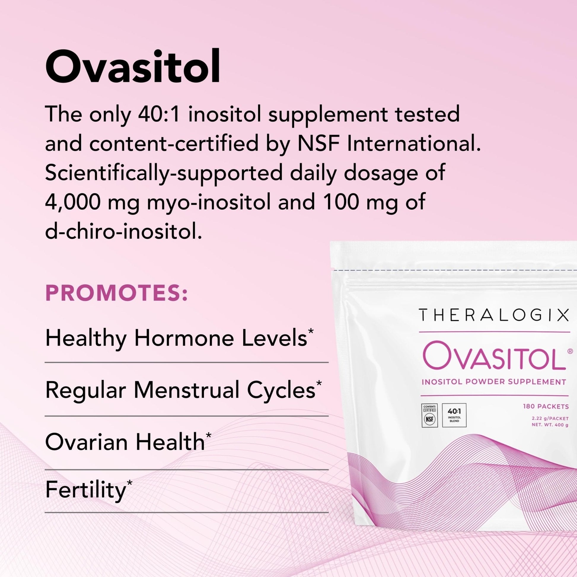 Theralogix Ovasitol Inositol Powder Packets - 180 Servings - Myo-Inositol - Maple Wellness Supplements