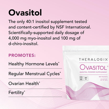 Theralogix Ovasitol Inositol Powder Packets - 180 Servings - Myo-Inositol - Maple Wellness Supplements