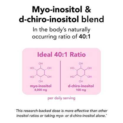 Theralogix Ovasitol Inositol Powder Packets - 90-Day Supply - Myo-Inositol & D-Chiro Inositol for Hormone Balance & Ovarian Function Support - Maple Wellness Supplements