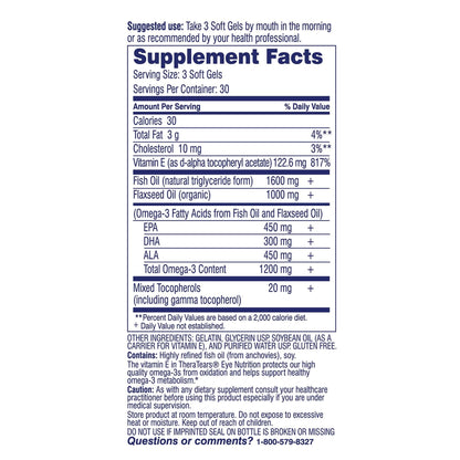TheraTears Omega 3 Supplement, 1200mg, 90 ct (Pack of 1) - Maple Wellness Supplements