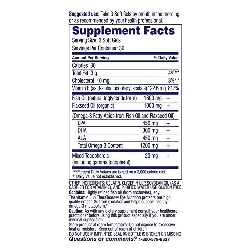 TheraTears Omega 3 Supplement, 1200mg, 90 ct (Pack of 1) - Maple Wellness Supplements