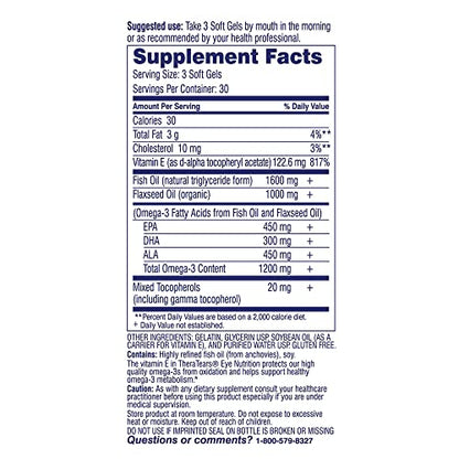 TheraTears Omega 3 Supplement, 1200mg, 90 ct (Pack of 1) - Maple Wellness Supplements