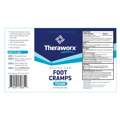 Theraworx Fast-Acting Foam for Foot Cramp Relief with Magnesium Sulfate - 3.4 Fl Oz - 1 Count - Maple Wellness Supplements