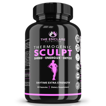 Thermogenic Appetite Suppressant, Supplement for Women & Men, Metabolism, Energy, Focus, Brain, Caffeine Pills with Chromium, Green Tea Extract, L Theanine, Sculpt 60 Capsules - Maple Wellness Supplements