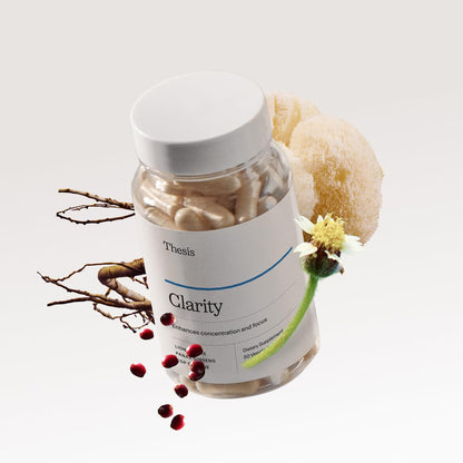 Thesis Clarity Nootropic Supplement for Men & Women with Lions Mane, CDP Choline, Panax Ginseng, Vitamin B6 & Caffeine, Cognitive Support Capsules, Vegan, Non GMO, 25 Servings - Maple Wellness Supplements