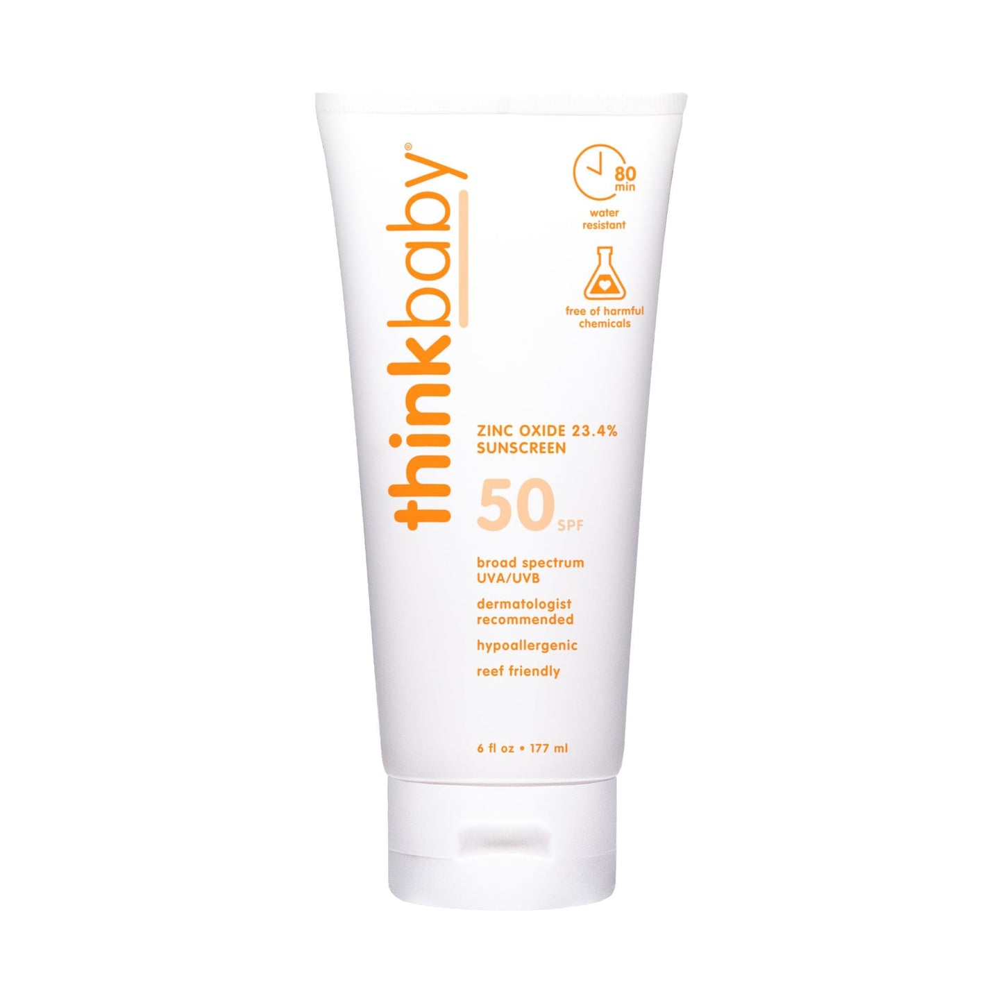 Thinkbaby SPF 50+ Baby Sunscreen, 6 Oz. – Safe, Natural Mineral Sun Cream for Babies - Maple Wellness Supplements