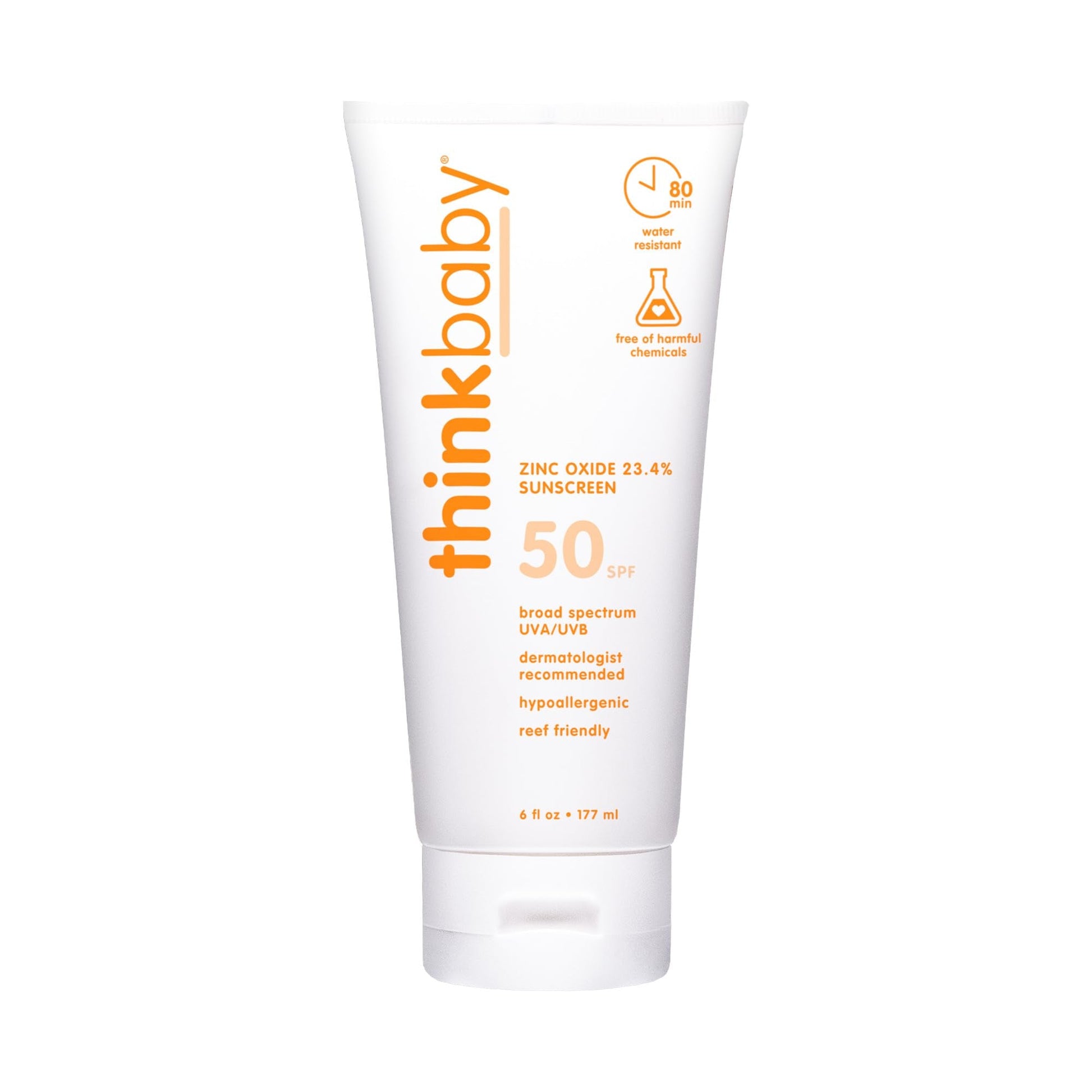 Thinkbaby SPF 50+ Baby Sunscreen, 6 Oz. – Safe, Natural Mineral Sun Cream for Babies - Maple Wellness Supplements