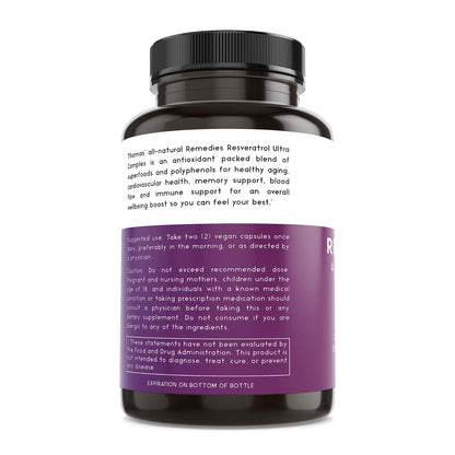 Thomas' all-natural Remedies Resveratrol 1600mg Organic Trans-Resveratrol Antioxidant Supplement with Organic Grape Seed Extract and Quercetin - Maple Wellness Supplements