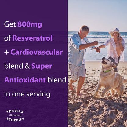 Thomas' all-natural Remedies Resveratrol 1600mg Organic Trans-Resveratrol Antioxidant Supplement with Organic Grape Seed Extract and Quercetin - Maple Wellness Supplements
