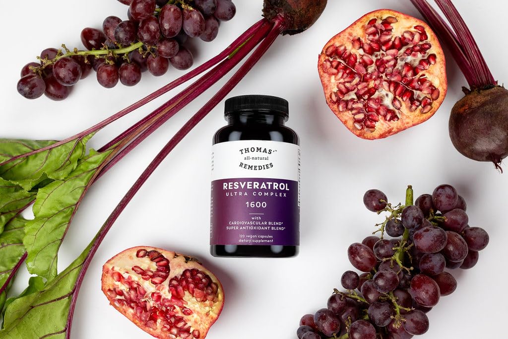 Thomas' all-natural Remedies Resveratrol 1600mg Organic Trans-Resveratrol Antioxidant Supplement with Organic Grape Seed Extract and Quercetin - Maple Wellness Supplements
