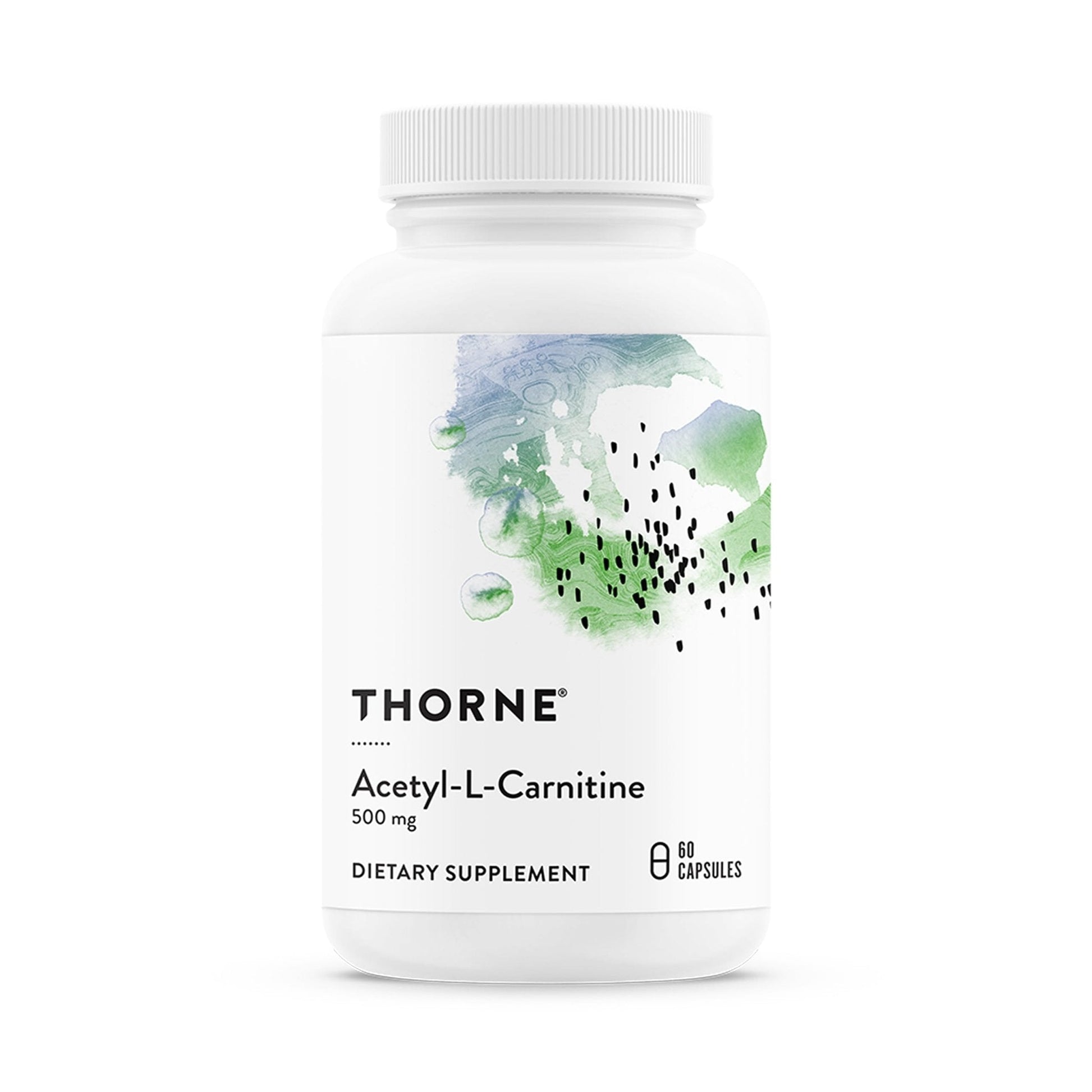 THORNE - Acetyl-L-Carnitine - 500 mg - Supports Brain Function & Healthy Nerve Sensations in The Hands & Feet* - Gluten, Dairy & Soy-Free - 60 Capsules - Maple Wellness Supplements