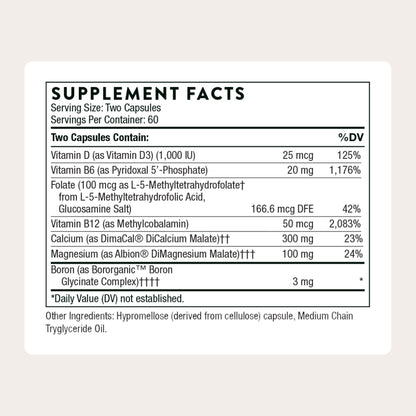 THORNE - Advanced Bone Support - Bone Health Supplement for Women & Men with Calcium, Magnesium, Vitamin D, B Vitamins, Folate & Boron* - Gluten, Dairy & Soy-Free - 120 Capsules - Maple Wellness Supplements