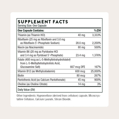 THORNE - B-Complex 12 - Vitamin B Complex with Active B12 and Folate - 60 Capsules - Maple Wellness Supplements
