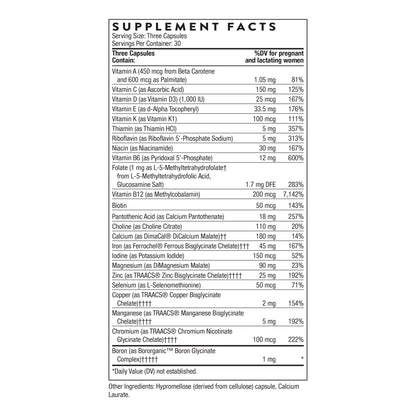 THORNE - Basic Prenatal - Well-Researched Folate Multi for Pregnant & Nursing Women - Includes 18 Vitamins & Minerals, Plus Choline - Third-Party Certified - Maple Wellness Supplements